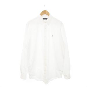 シャツ Yシャツ ワイシャツ ボタンダウン 長袖 ロゴ刺繍 XL 白 ホワイト /AH15