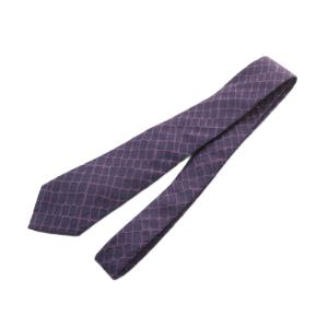 ネクタイ レギュラータイ シルク 絹 総柄 格子状 ストライプ イタリア製 紫 パープル 黒 ブラック