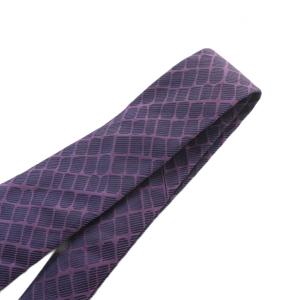 EMPORIO ARMANI ネクタイ レギュラータイ シルク 絹 総柄 格子状 ストライプ イタリア製 紫 パープル 黒 ブラック