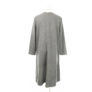 23区 ワンピース ひざ丈 Vネック 長袖 ウール ストレッチ 大きいサイズ 46 XXL グレー /AH13