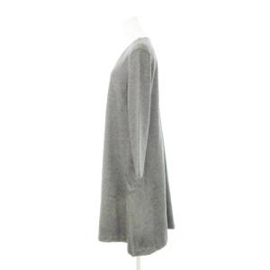 23区 ワンピース ひざ丈 Vネック 長袖 ウール ストレッチ 大きいサイズ 46 XXL グレー /AH13