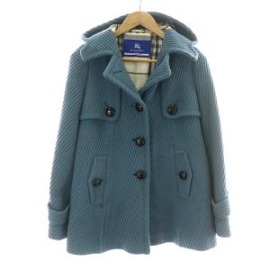 フードコート ショート ミドル ハーフ アウター ノバチェック ウール 総裏地 38 S 青 ブルー FNF16-876-24