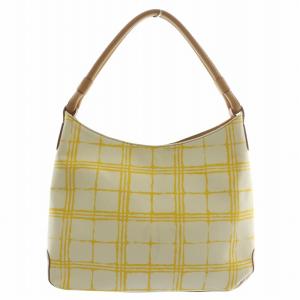 ワンショルダーバッグ キャンバス チェック柄 イエロー