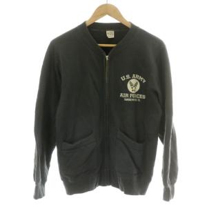 スウェット トレーナー カーディガン アウター ブルゾン フルジップ プリント 裏起毛 M 灰 グレー