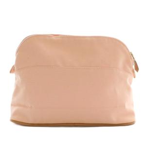 HERMES ポリードポーチ 化粧ポーチ 小物入れ キャンバス ロゴ 刺繍 ピンク /XZ OH GY12