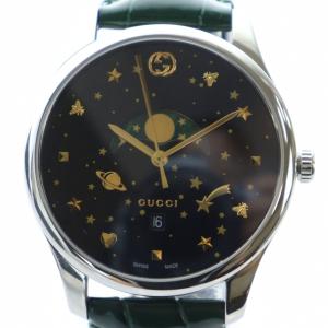 Gタイムレス 腕時計 クォーツ ムーンフェイズ レザーベルト デイト カレンダー付き