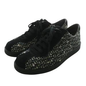 CHANEL スニーカー ツイード ココマーク 37 ブラック G24579