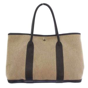 HERMES ガーデンパーティ PM トワルアッシュ トートバッグ ベージュ ブラック