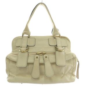 Chloe ベイ Bay ハンドバッグ トート レザー ロゴ ゴールド金具 白 ホワイト /XZ OH GY12