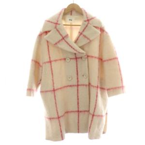 チェスターコート ロング アウター チェック柄 ウール 総裏地 F ピンク ベージュ RWFC184006