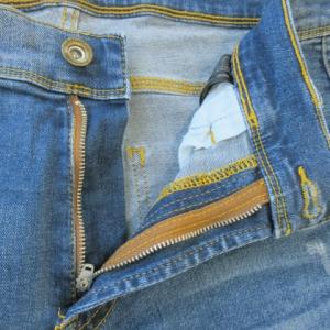 ZARA MAN デニムパンツ ジーンズ テーパード アンクル ストレッチ ダメージ加工 40 L 青 ブルー /AO22