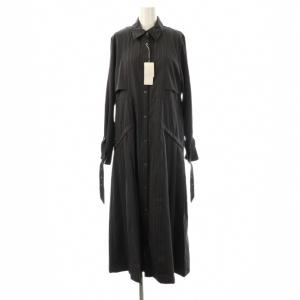 プリーツキリカエソートOP ワンピース 長袖 ロング ストライプ F グレー /HK OS GY12