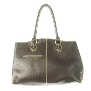 Kitamura 2 トートバッグ ハンドバッグ レザー 革 シボ革 ロゴ ステッチ 茶 ブラウン /CK3 GY12