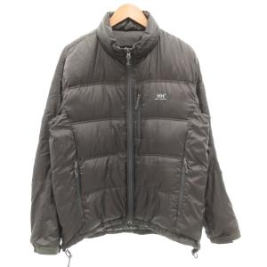 ライトウェイトダウンジャケット ジップアップ ロゴ刺繍 ワンポイント ナイロン L グレー HH14608