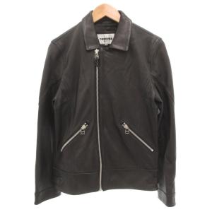 オム HOMME ダブルライダースジャケット 革ジャン シープスキンレザー 羊革 M 黒 ブラック /GV