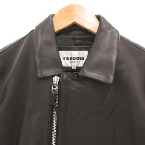 renoma オム HOMME ダブルライダースジャケット 革ジャン シープスキンレザー 羊革 M 黒 ブラック /GV