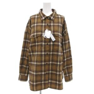 タグ付き ネルシャツ 長袖 チェック 1 茶 ブラウン /JS GY12
