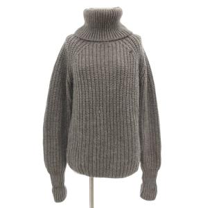 ニット セーター 長袖 タートルネック 厚手 ロゴ アルパカ混 S グレー /GV GY12