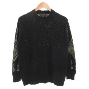 PENDLETON ニット セーター オルテガ ノルディック 長袖 コットン クルーネック プルオーバー S 黒 ブラック