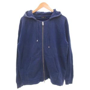 ジップアップパーカー ジャケット フーディー ロゴ 裏毛 XL 紺 ネイビー /GV GY12