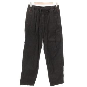 イージーデニムパンツ ジーンズ テーパード ジップフライ タック M 黒 ブラック /GV GY12