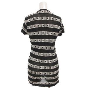 VERSACE ジーンズクチュール JEANS COUTURE シアーニット カットソー 半袖 Vネック ボーダー S
