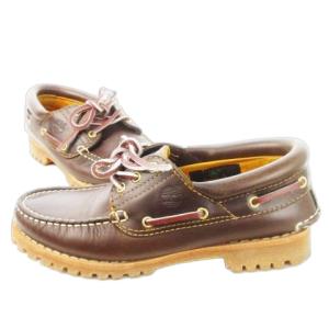 Timberland デッキシューズ モカシン レースアップ レザー 革 ステッチ ロゴ型押し 23.0cm 茶 ブラウン /CK2