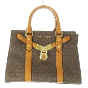 ハンドバッグ カデナバッグ 2way ショルダーバッグ PVC レザー ロゴ MK柄 総柄 茶 ブラウン