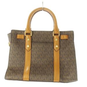 MICHAEL KORS ハンドバッグ カデナバッグ 2way ショルダーバッグ PVC レザー ロゴ MK柄 総柄 茶 ブラウン