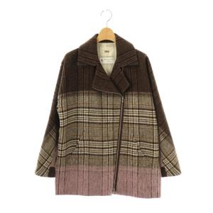 テーラードジャケット チェック ジップアップ F 茶 ピンク ベージュ /CX OS GY12