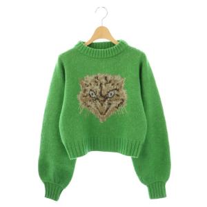 ニット セーター プルオーバー ネコ F 緑 茶 /CX OS GY12