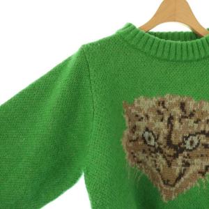 furfur ニット セーター プルオーバー ネコ F 緑 茶 /CX OS GY12