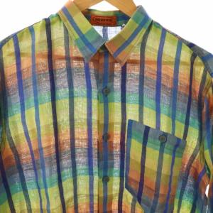 MISSONI シャツ リネン 長袖 チェック 48 グリーン マルチカラー /ES GY12