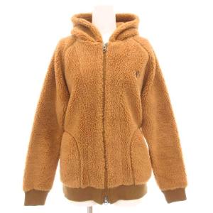 フリースボアジップアップパーカー ジャケット ロゴ刺繍 ワンポイント 16 茶 ブラウン /GV GY12