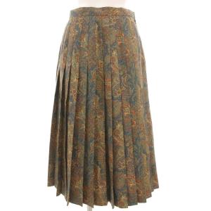 ヴィンテージ プリーツスカート ペイズリー柄 9AR ブラウン系