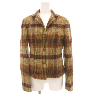 ウールジャケット チェック 総裏地 イタリア製 40 茶 ブラウン /GV GY12