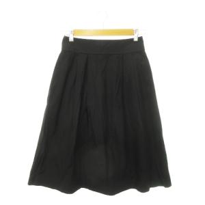 フレアスカート ミモレ ロング タック コットン 1 S 黒 ブラック /MN23