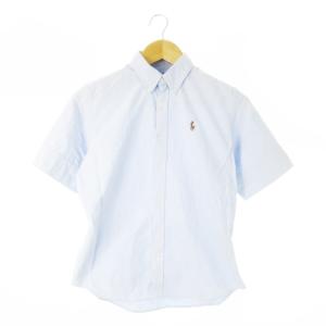 SPORT オックスフォードシャツ ボタンダウン 半袖 ポニーロゴ刺繍 6 L 青 ブルー /CK34