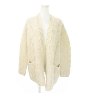 カーディガン ニット トッパー 長袖 ローゲージ ウール S ベージュ /MN13