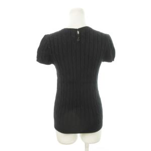 RALPH LAUREN ニット セーター ラウンドネック 半袖 コットン ケーブル編み ロゴ刺繍 L 黒 ブラック /MN18