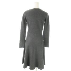 Chesty フラワーカシュクールニットワンピース ひざ丈 長袖 ビーズ ビジュー パール フラワーモチーフ 0 S