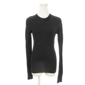 リブニット セーター クルーネック 長袖 アウトステッチ 黒 ブラック /MN20