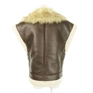 PINKO フェイクレザーボアベスト ジャケット フェイクファー オーバーサイズ S 茶 ブラウン /AH25