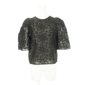 エメルリファインズ EMMEL REFINES ブラウス クルーネック 五分袖 袖コン 刺繍 花柄 透け感