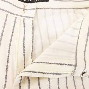 RL RALPH LAUREN パンツ スラックス ワイド ストレート シルク混 絹 ストライプ 7 白 アイボリー /AH17