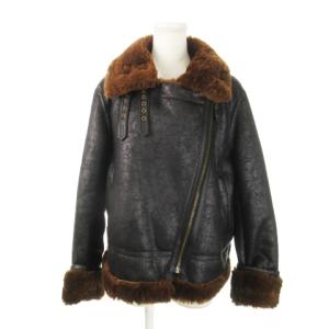 ダブルライダースジャケット 中綿 ジップアップ 内側フェイクファー ベルト 36 S 黒 ブラック /MN13