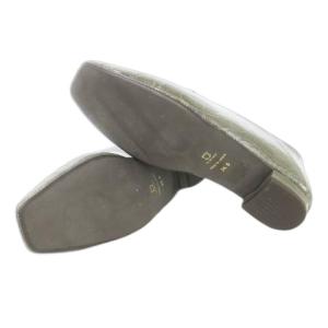 himiko ローファー スリッポン レザー 革 クロコ型押し スクエアトゥ リング装飾 24.5cm 緑 カーキ /CK20