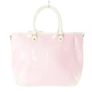 courreges トートバッグ ハンドバッグ エナメル レザー 革 ロゴ F ピンク /CK22