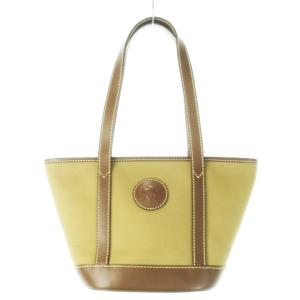 トートバッグ ミニ ワンショルダー キャンバス レザー 革 ロゴ型押し 茶 ブラウン /CK28