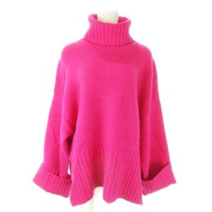 × LU REN カシミヤニット セーター タートルネック 長袖 ワイドスリーブ オーバーサイズ M ピンク
